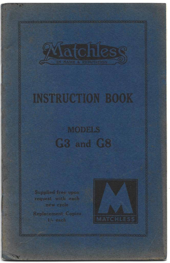 Matchless G3 G8 instruction book motor (7464z), Motoren, Ophalen of Verzenden, Overige merken