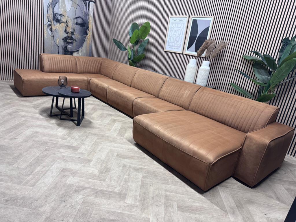 ZGAN De Bommel Elementen U-Bank/HoekbNk - Cognac - 482cm, -, -, Hoekbank, 300 cm of meer