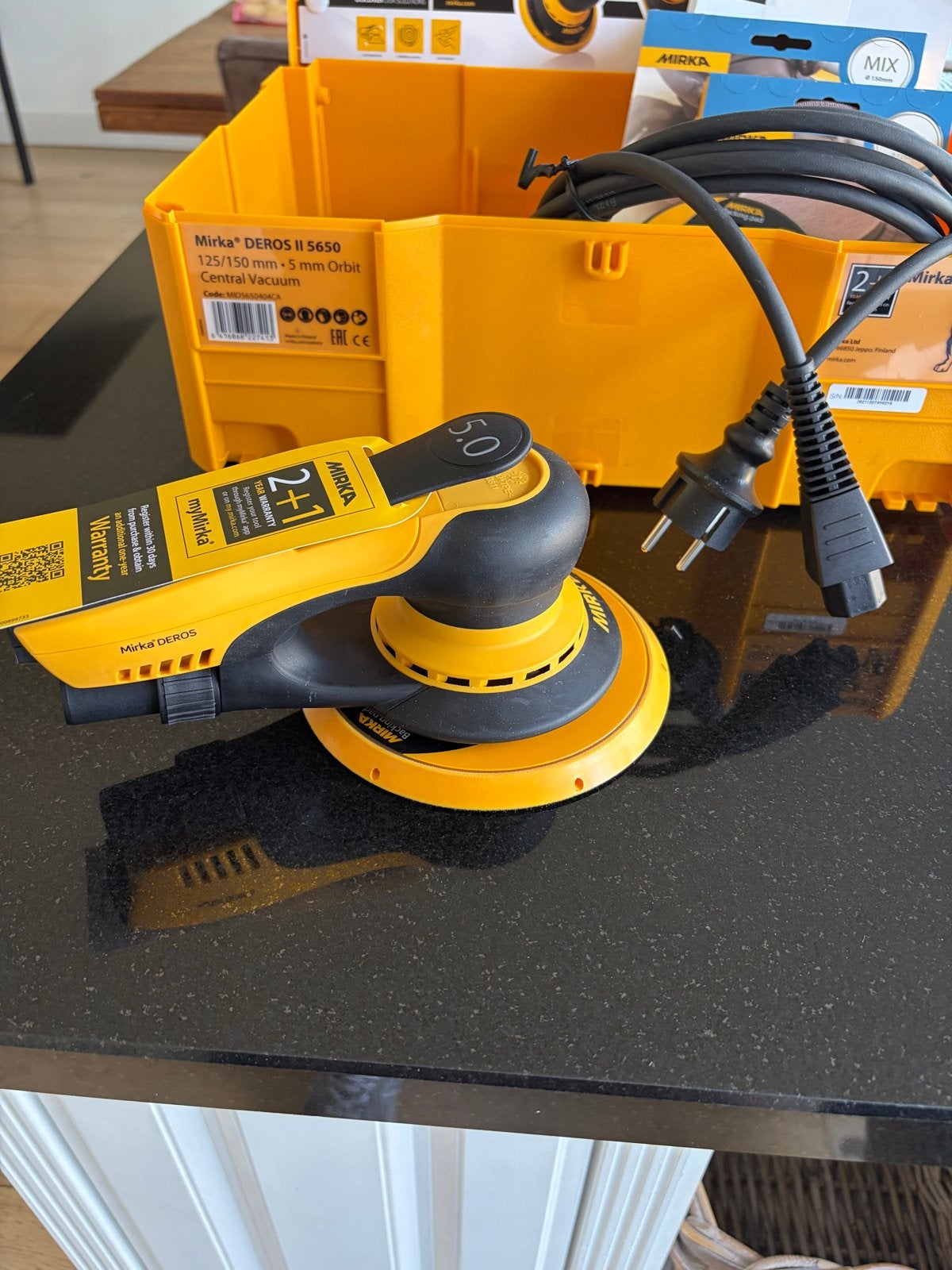 Mirka DEROS II 5650 Excentrische Schuurmachine, Ophalen, Nieuw, Minder dan 600 watt, Excentrische schuurmachine