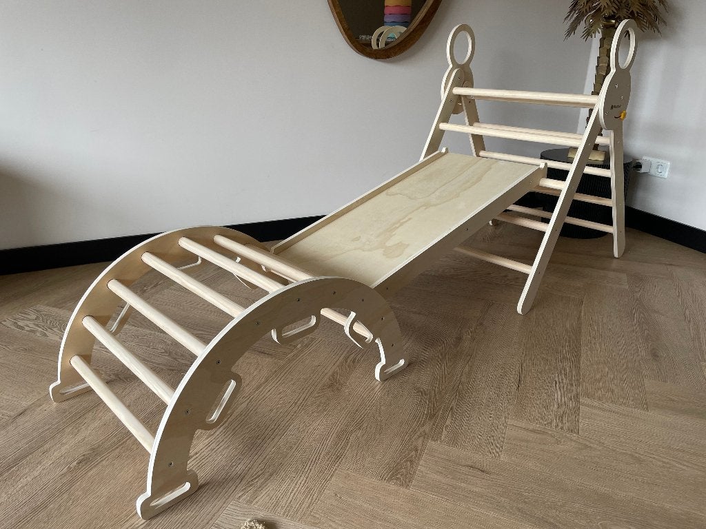 Luxe klimrek, klimboog + glijbaan TE HUUR, Ophalen, Zo goed als nieuw