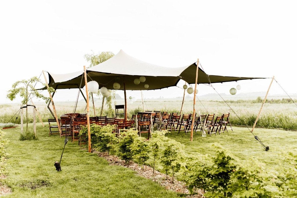 Stretchtent 7,5 x 10 meter, Tuin en Terras, Partytenten, Partytent, 6 meter of meer, Nieuw, 8 meter of meer