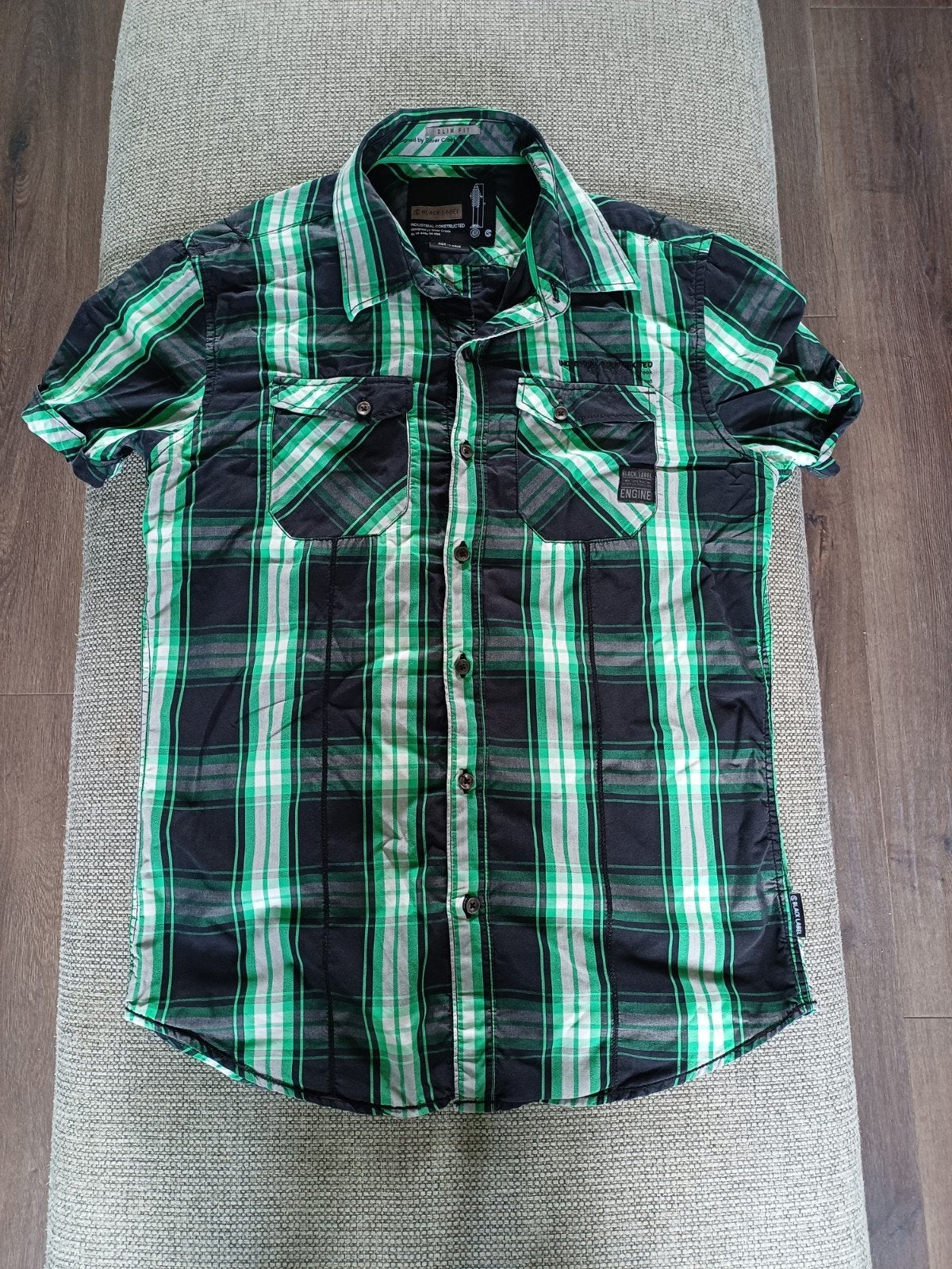 Silver Creek Black Label Slim Fit overhemd maat L, Kleding | Heren, Overhemden, Ophalen of Verzenden, Gedragen, Groen, Silver Creek Black Label