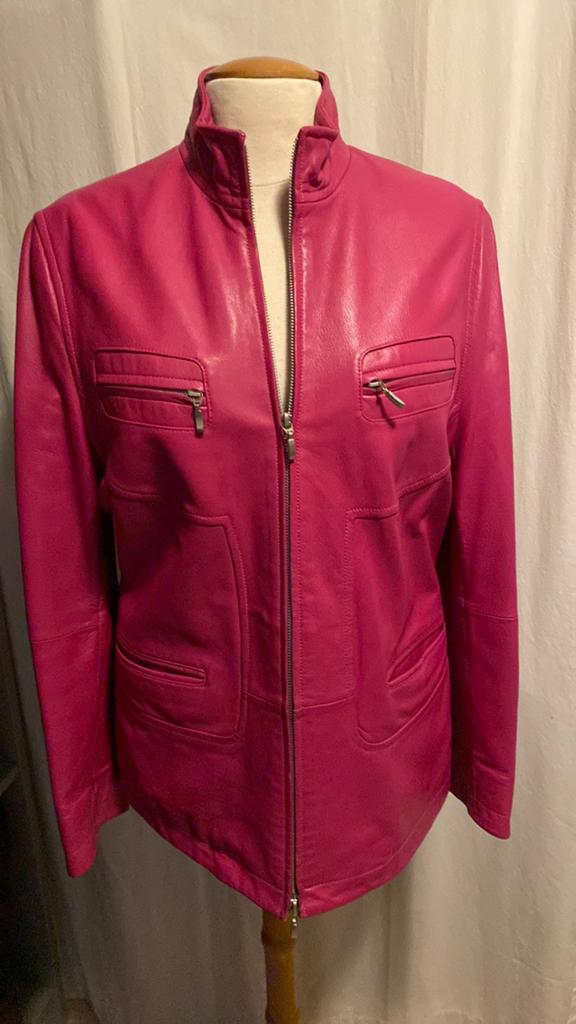 Mooi roze leren jasje in maat 40/42, Kleding | Dames, Ophalen of Verzenden, Zo goed als nieuw, Maat 38/40 (M), Roze