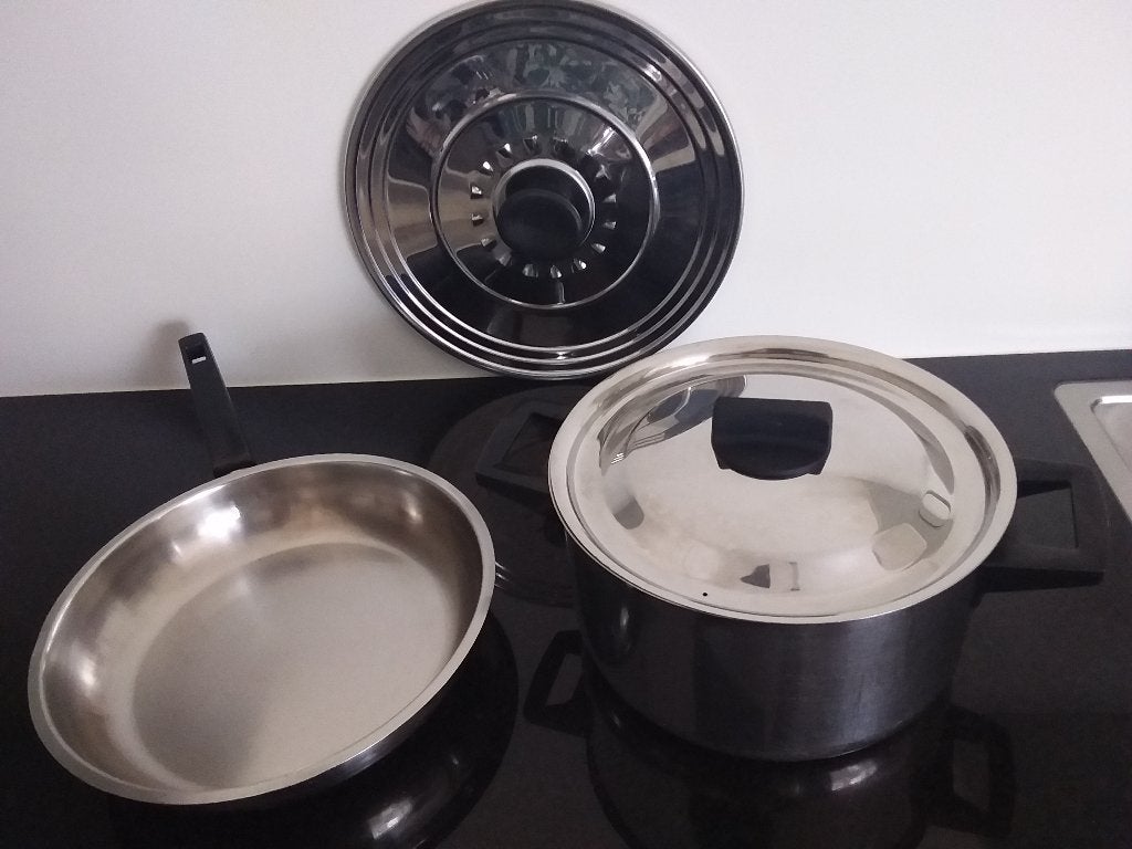 RVS Soeppan Koekenpan Spatdeksel, Ophalen, Gebruikt, Rvs, Pannenset