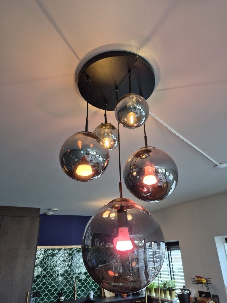 Prachtige glazen bubble lamp – nieuw in doos, Ophalen, Nieuw, Glas, 75 cm of meer