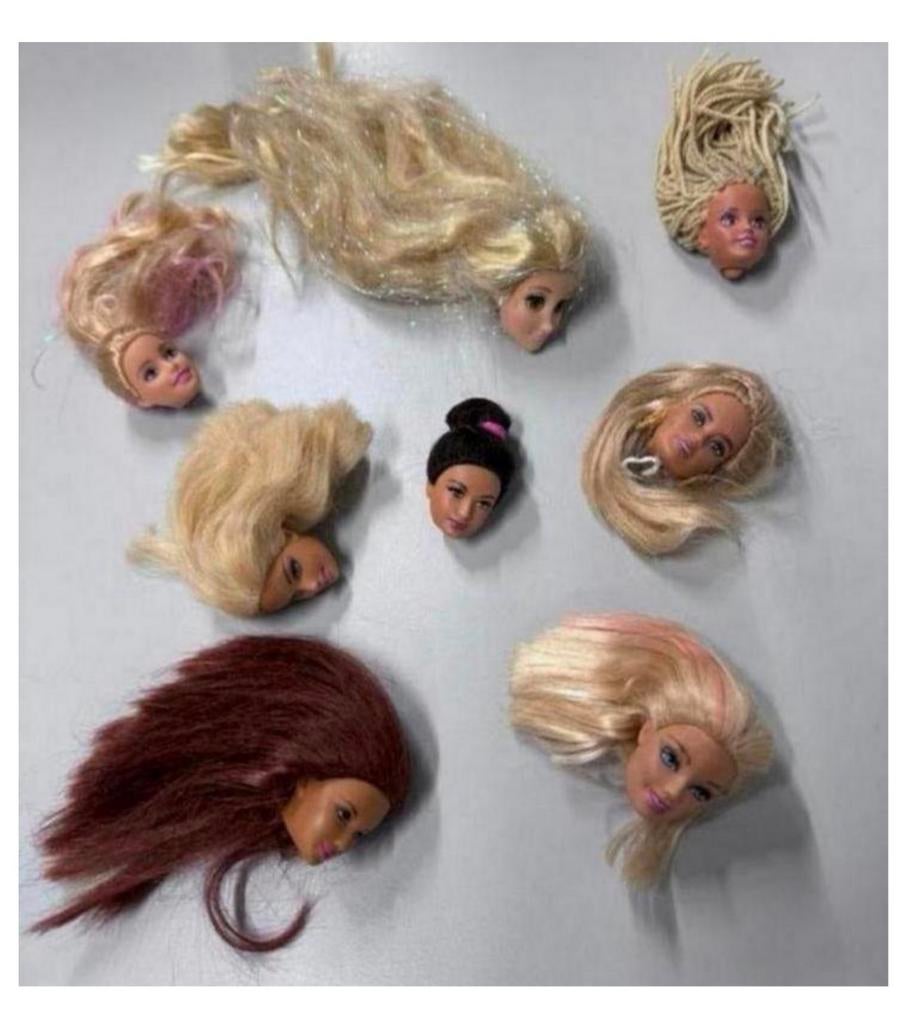 8x mattel vintage barbie hoofd hoofden met mooi haar 1998, Verzamelen, Ophalen of Verzenden, Zo goed als nieuw, H, H