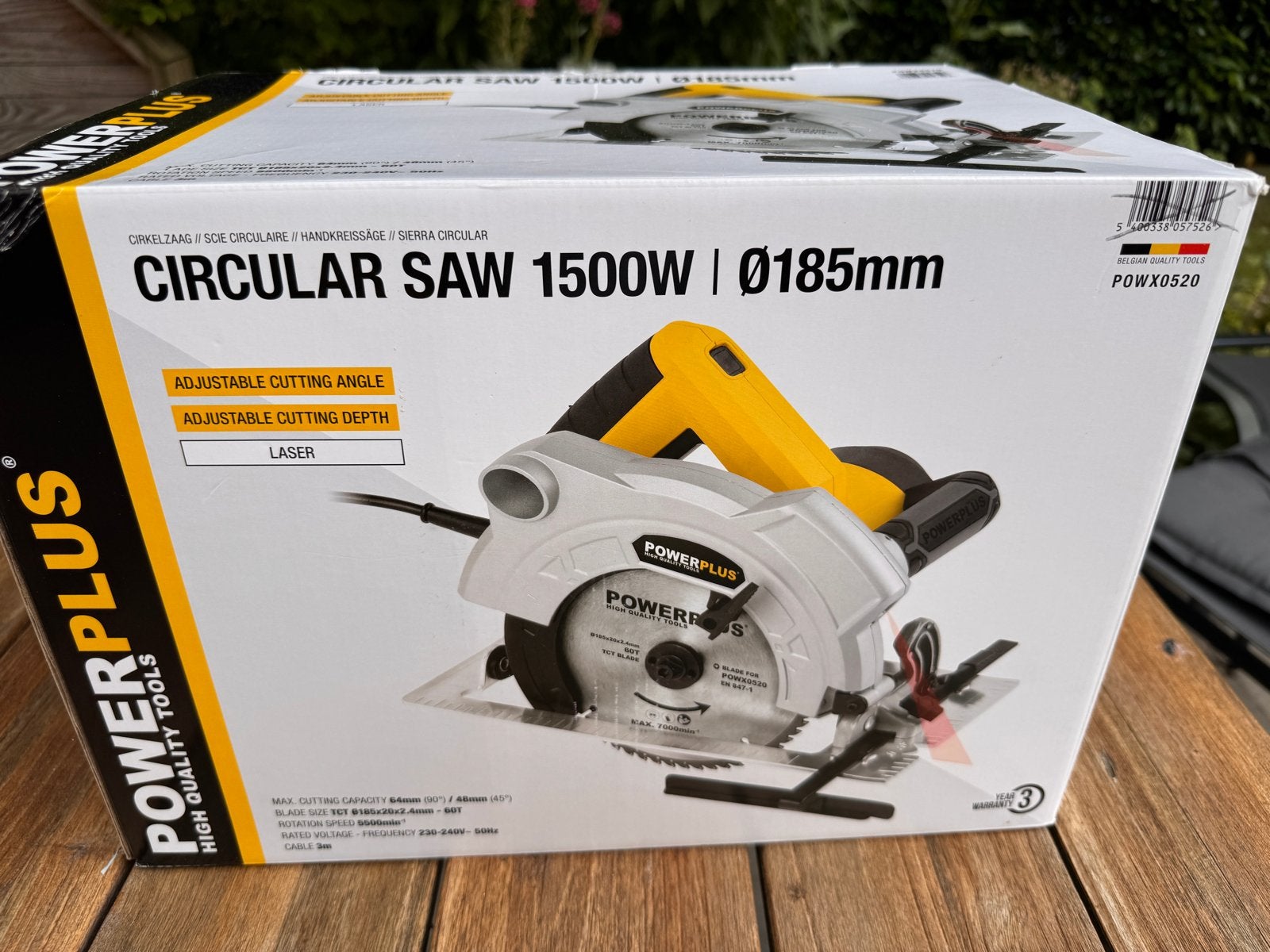 Powerplus Cirkelzaag 1500W Ø185mm - Nieuw in doos, Cirkelzaag, 70 mm of meer, Nieuw, Ophalen of Verzenden