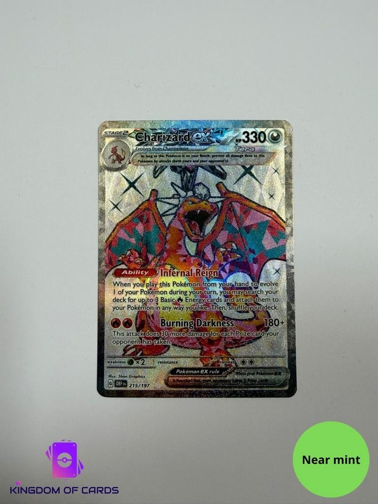 Charizard ex 215/197 Obsidian Flames Pokémon Kaart NM, Ophalen of Verzenden, Zo goed als nieuw, Losse kaart