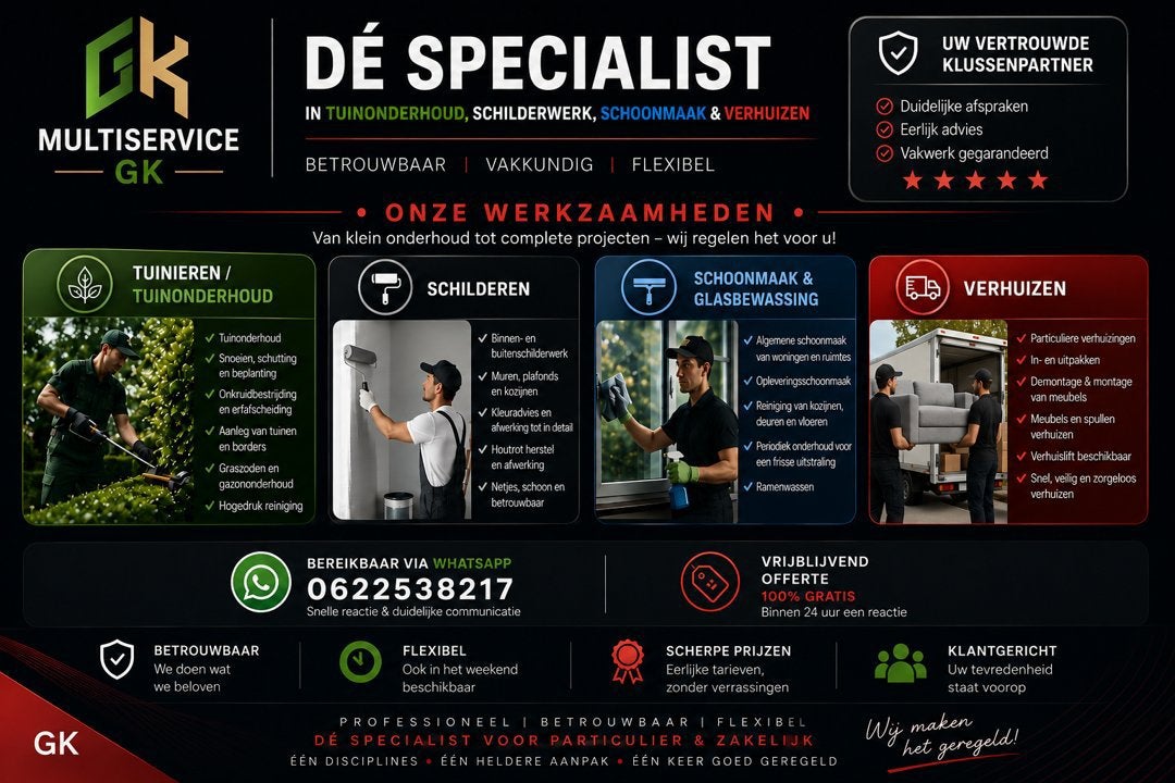 Tuin , SchilderwerkSchoonmaak&GlasbewassingVerhuizingen, Ophalen of Verzenden, Zo goed als nieuw