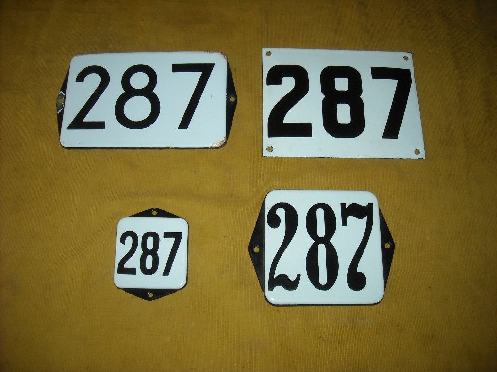 oud emaille huisnummer 287 ook 288 289 290 291 292 293 294 2, Ophalen of Verzenden