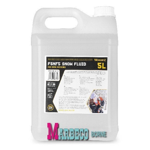 Sneeuwvloeistof, Snow fluid, Sneeuwmachine vloeistof, 5liter, Nieuw, Info@marbeco.nl, BeamZ, Licht