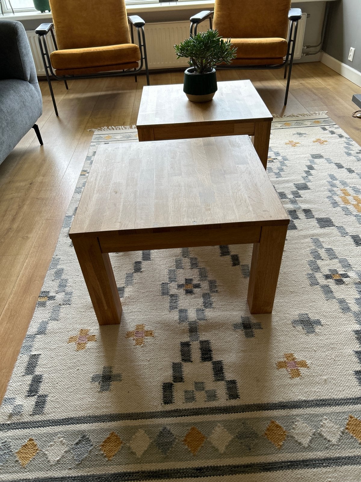 Eiken salontafels, Huis en Inrichting, Tafels | Salontafels, Ophalen, Gebruikt, Vierkant, 50 tot 100 cm