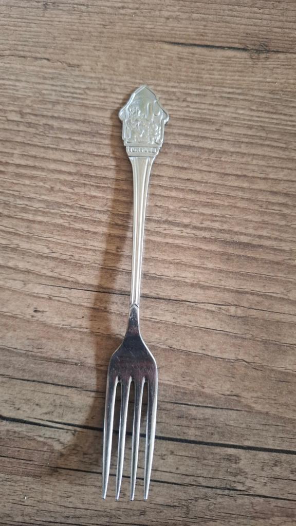 Vintage verzilverde kindervork Tom Poes - Sola 100, Ophalen of Verzenden