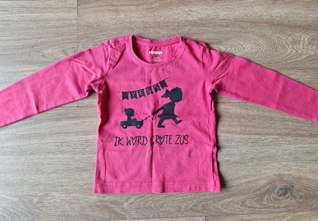 Shirt ik word grote zus maat 86/92, Kinderen en Baby's, Ophalen of Verzenden, Zo goed als nieuw, Meisje, Shirtje of Longsleeve