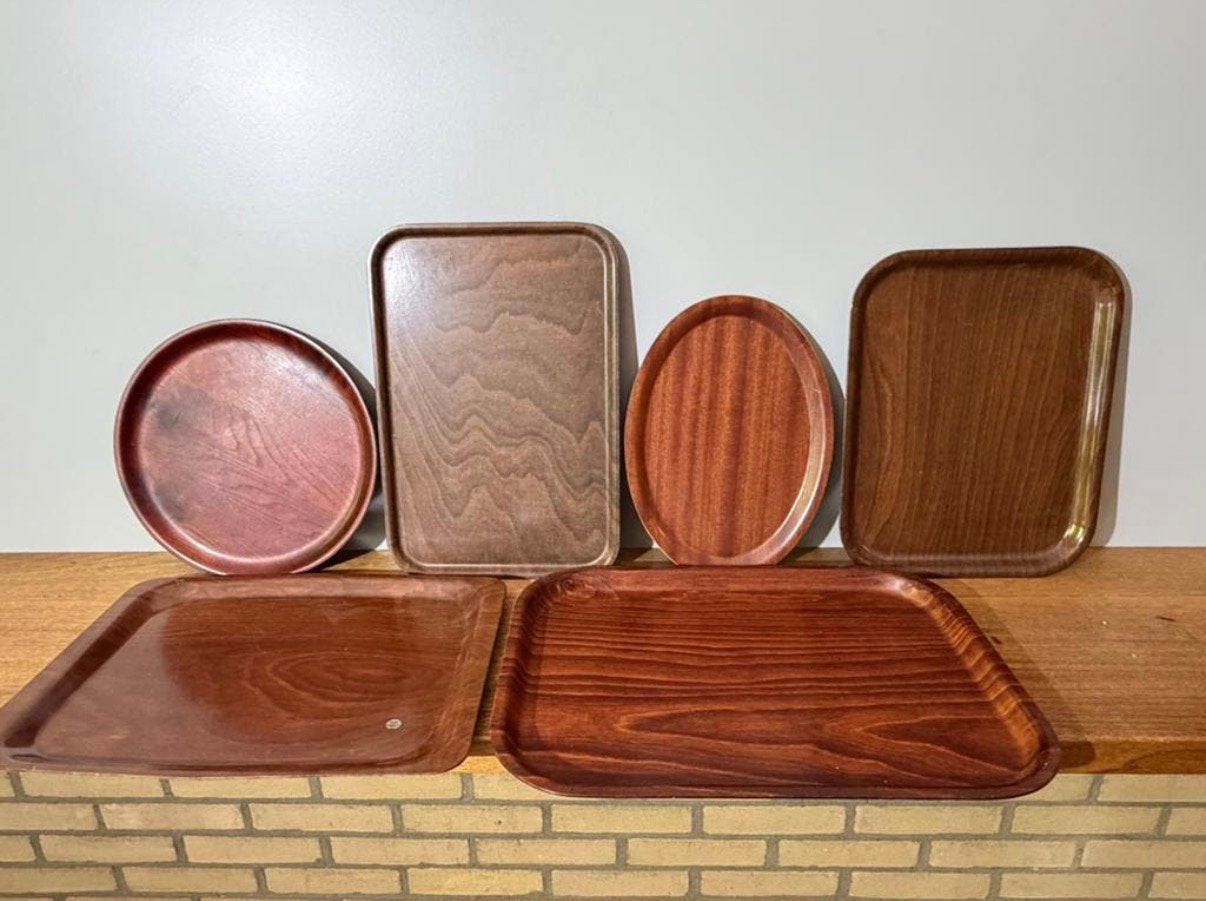 Vintage verzameling teakhouten dienbladen.702, Huis en Inrichting, Handgemaakt, Ophalen of Verzenden, Overige vormen, Hout