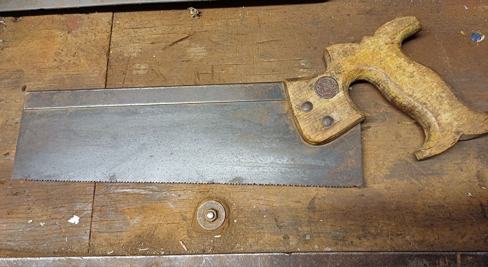 Oude kapzaag met houten handvat merk onbekend, Ophalen of Verzenden