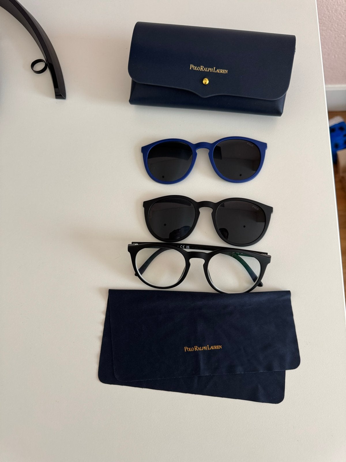 Polo Ralph Lauren bril met magnetische zonnebril opzetstukke, Overige merken, Zwart, Ophalen of Verzenden, Zo goed als nieuw