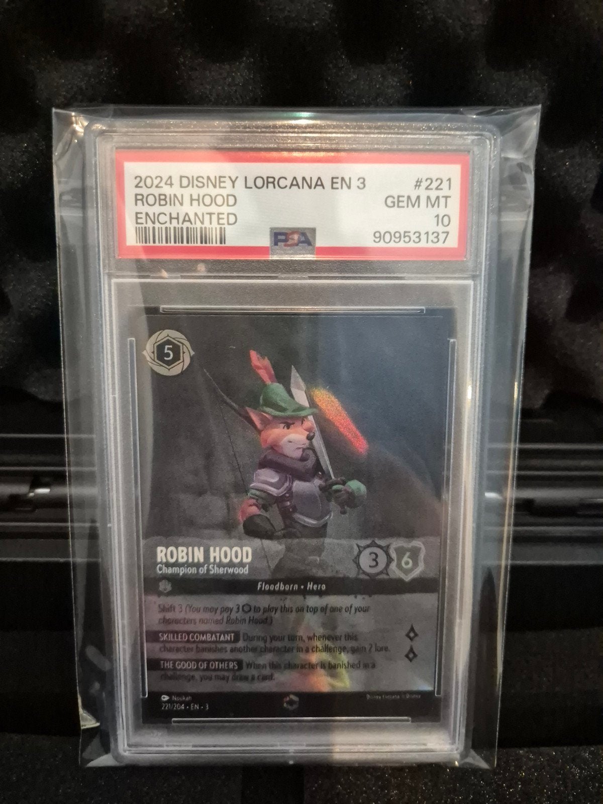 PSA 10 Lorcana Robin Hood Enchanted #221 GEM MT, Hobby en Vrije tijd, Verzamelkaartspellen | Overige, Ophalen of Verzenden, Nieuw