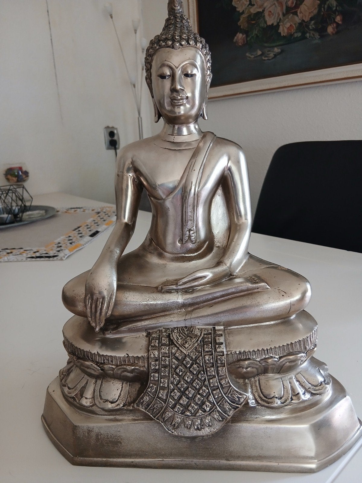 Prachtig Groot Thais Boeddha Beeld – Brons/Messing – 40 cm /, Ophalen