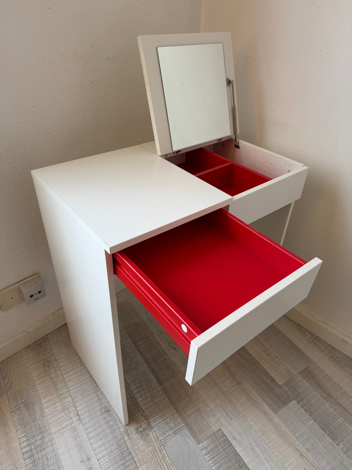 Make-up tafeltje met spiegel en lade, Ophalen, Gebruikt, 50 tot 100 cm, Minder dan 100 cm