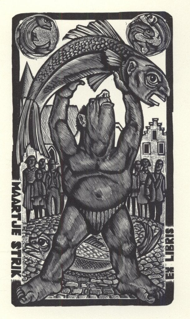 0735 Ex Libris Nederland : Lou Strik, 1989, Verzenden, Ex libris