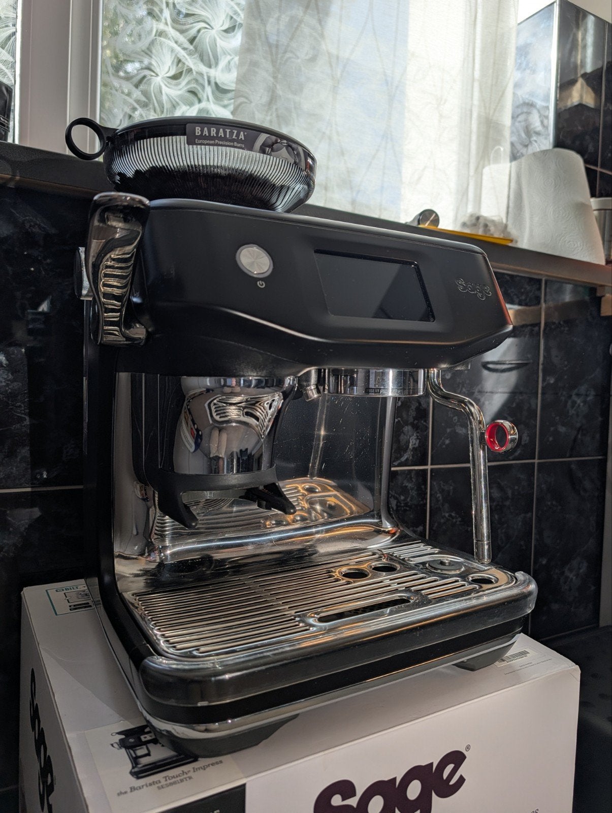 Sage Barista Touch Impress - Zwart - zeer goed, Ophalen, Gebruikt, Espresso apparaat, Koffiebonen
