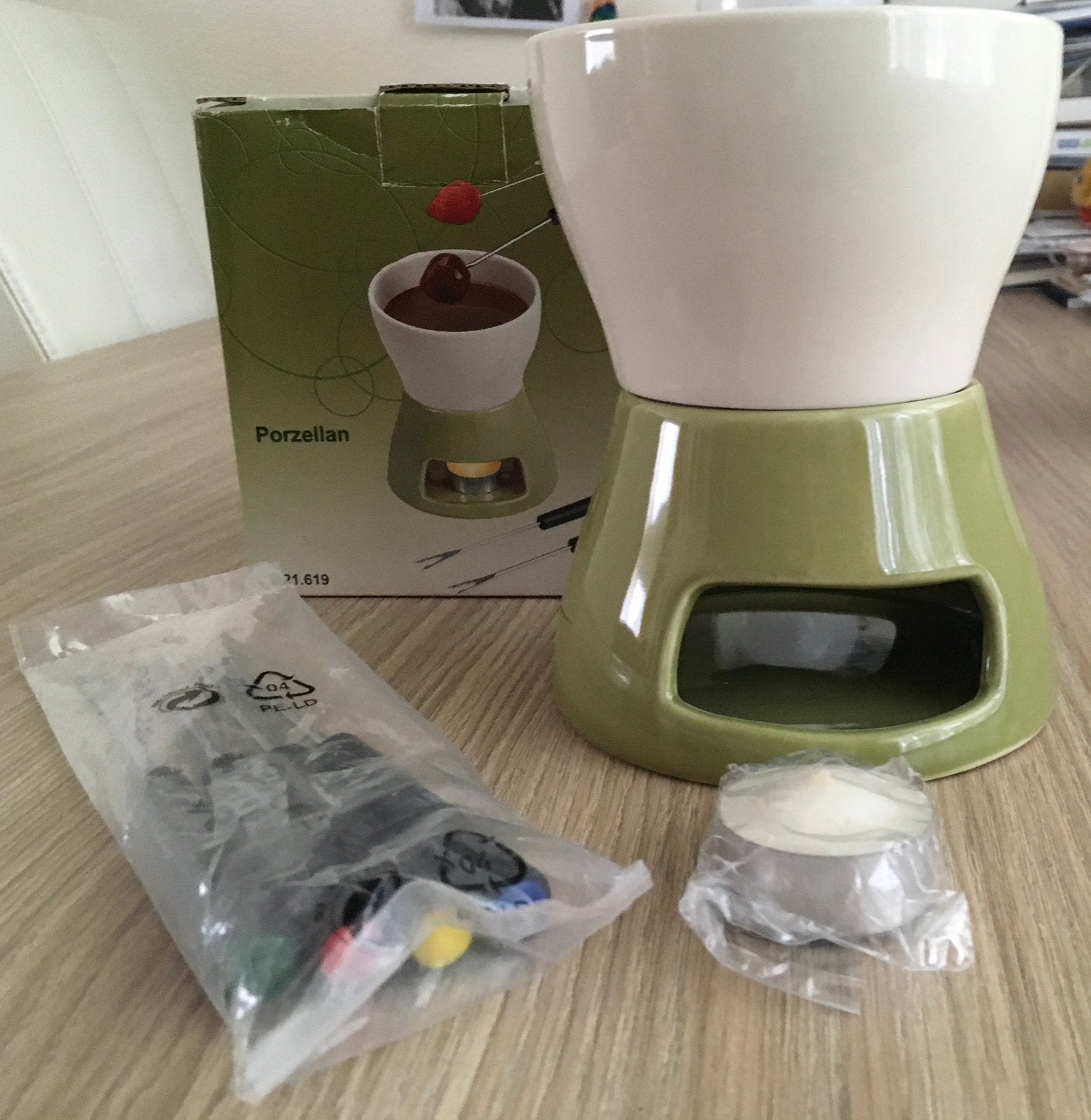 Fomdueset NIEUW, Witgoed en Apparatuur, Ophalen, Zo goed als nieuw, Waxinelicht, Fondueset