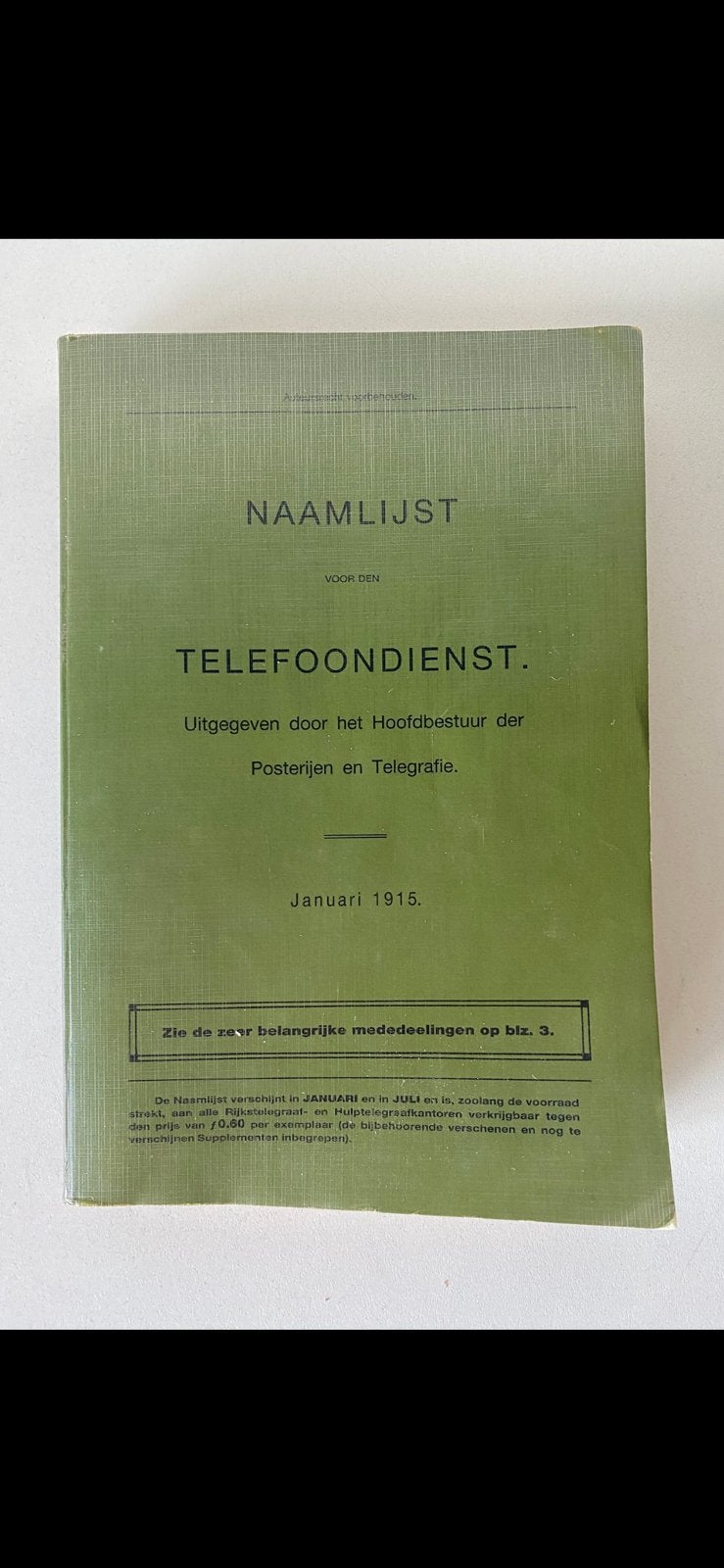 unicum !  ANTIQUARISCHE TELEFOONGIDS  (1915), Ophalen of Verzenden