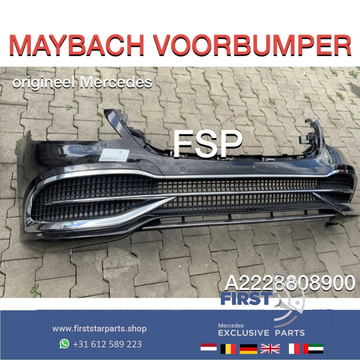 W222 S63 MAYBACH VOORBUMPER COMPLEET ZWART S KLASSE originee, Gebruikt, -, Voor, Ophalen of Verzenden