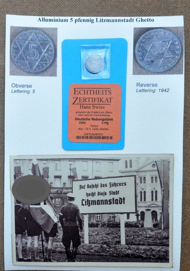 AELTESTE DER JUDEN IN LITZMANNSTADT - 5 pfennig munt 1943, Verzamelen, Ophalen of Verzenden, Overige soorten, Duitsland, Foto of Poster