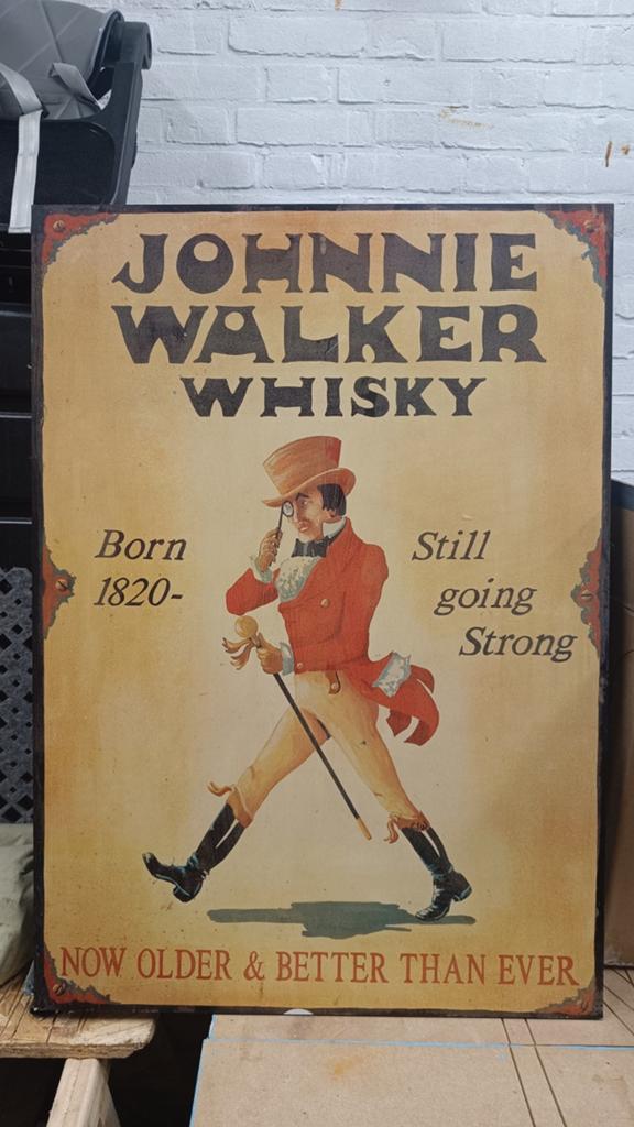 Johnnie Walker Whisky Reclamebord - Vintage Stijl, Ophalen of Verzenden