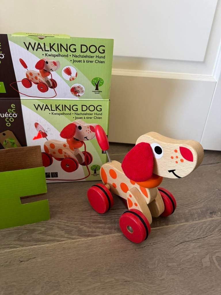Jouéco houten kwispel hond, 12+ maanden, Kinderen en Baby's, Speelgoed | Houten speelgoed, Ophalen of Verzenden, Zo goed als nieuw