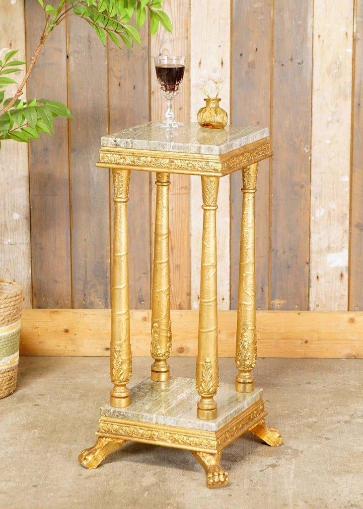 Brocante goudkleurige Zweedse zuil leeuwenpootjes - pilaar, Ophalen, Gebruikt, --, --