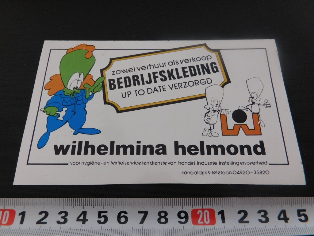 sticker Helmond WILHELMINA bedrijfskleding, Ophalen, Zo goed als nieuw