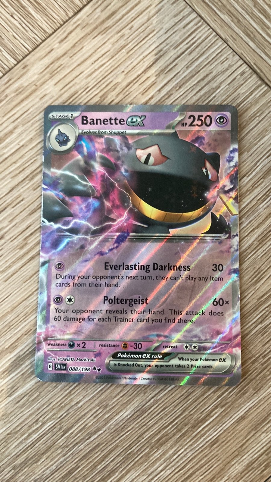 Banette ex 088/198 Pokémon kaart - Obsidian Flames, Ophalen of Verzenden, Zo goed als nieuw, Losse kaart, Foil