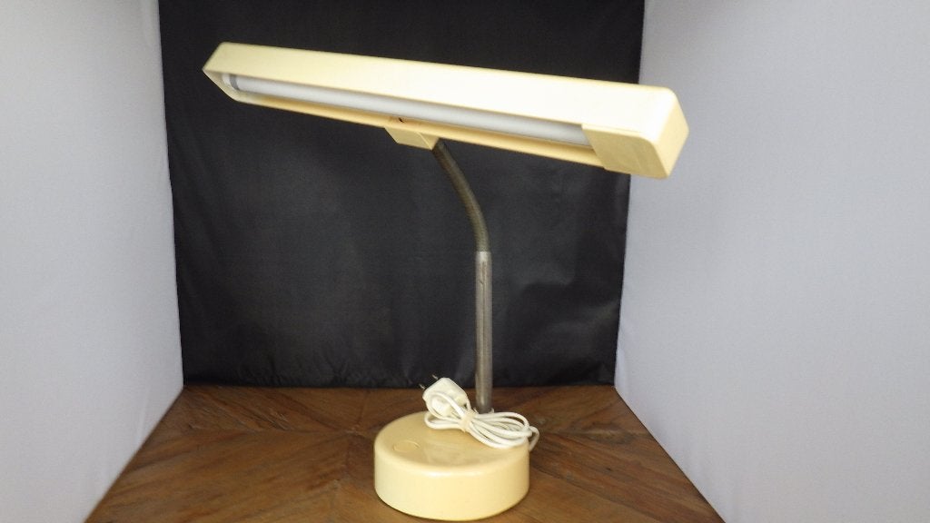jaren '70 design tafellamp (massive Belgie), Gebruikt, Vintage, Wit, Ophalen of Verzenden