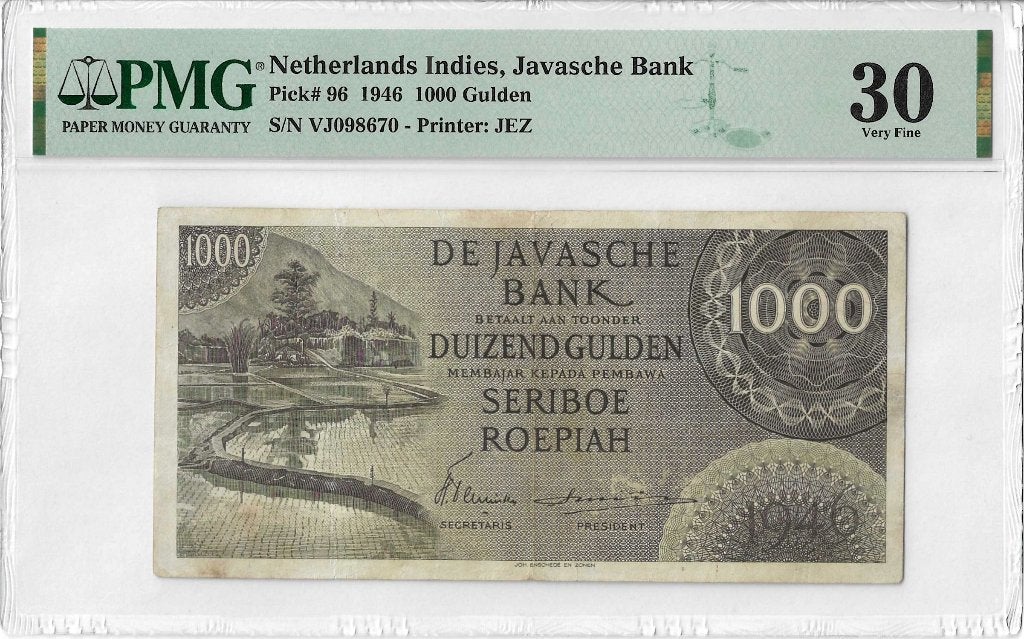 1000 Gulden 1946 Nederlands-Indië (Pick 96) PMG 30, Ophalen, 1000 gulden, Los biljet