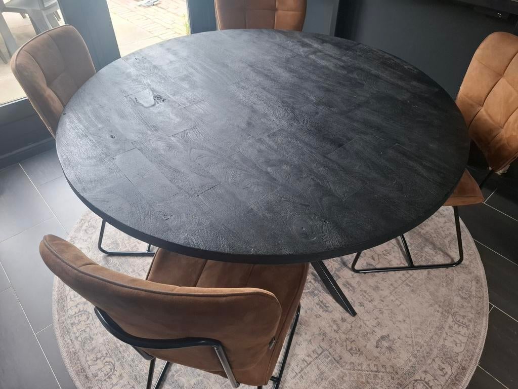 Ronde eettafel mangohout, Ø 140 cm, nette staat, Ophalen, Gebruikt, Rond, Overige houtsoorten