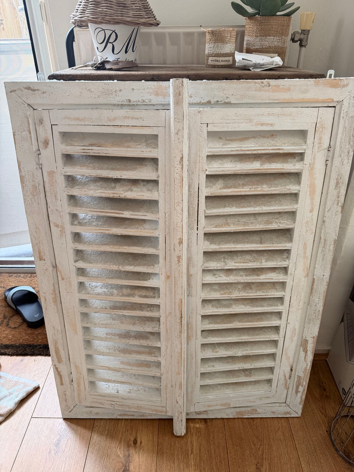 Decoratieve houten luiken - Vintage look, Ophalen, Gebruikt, Wit, Vintage
