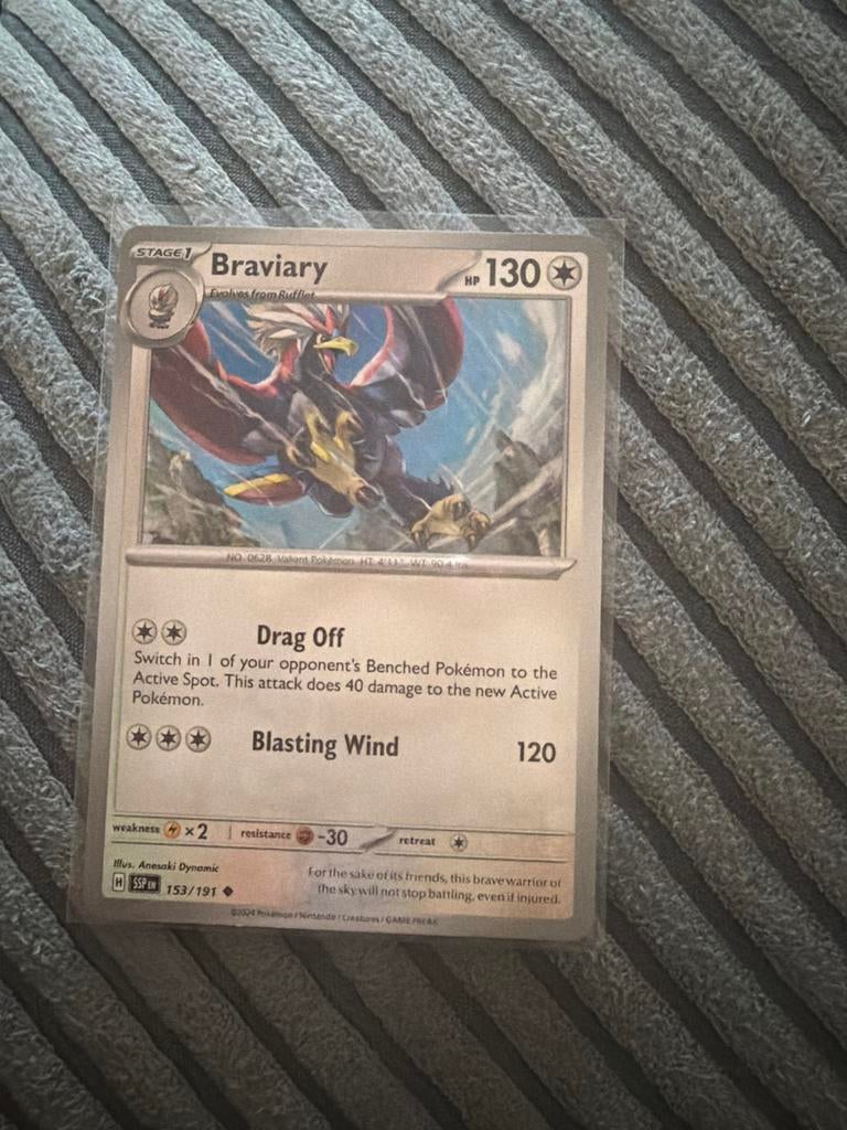Braviary Pokémon Kaart - SSP EN 153/191, Ophalen of Verzenden, Zo goed als nieuw, Losse kaart