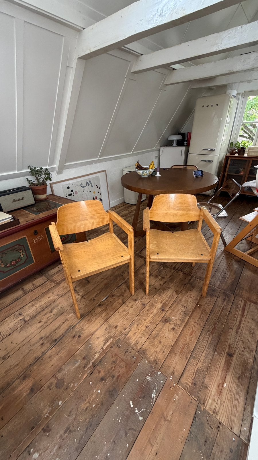 2 Stoelen scandinavische / deense jaren ’50–’60 stijl., Ophalen, Gebruikt, Twee, Bruin
