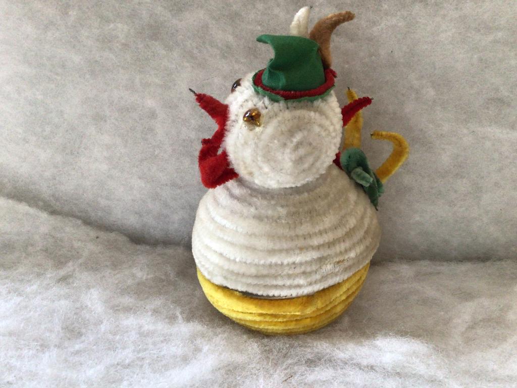 Vintage Candy container. Kip. Chenille. Glazen oogjes, Diversen, Pasen, Ophalen of Verzenden