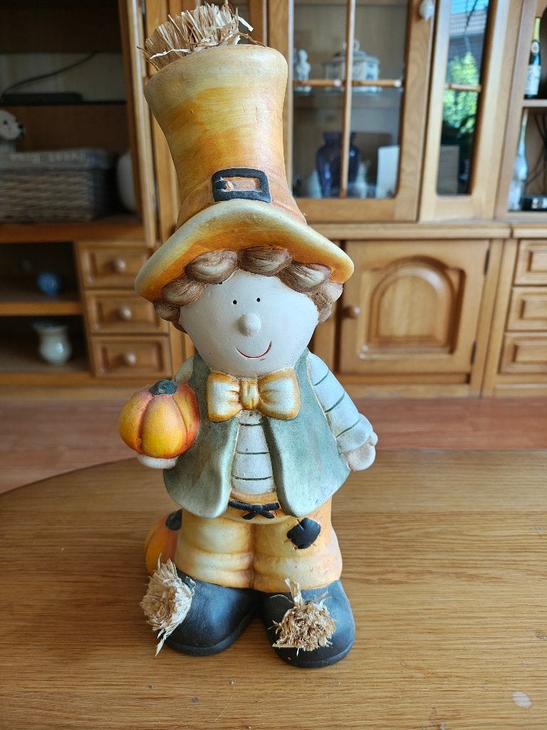Mannetje met pompoen, Tuin en Terras, Tuinbeelden, Ophalen, Zo goed als nieuw, Steen, Mensenbeeld