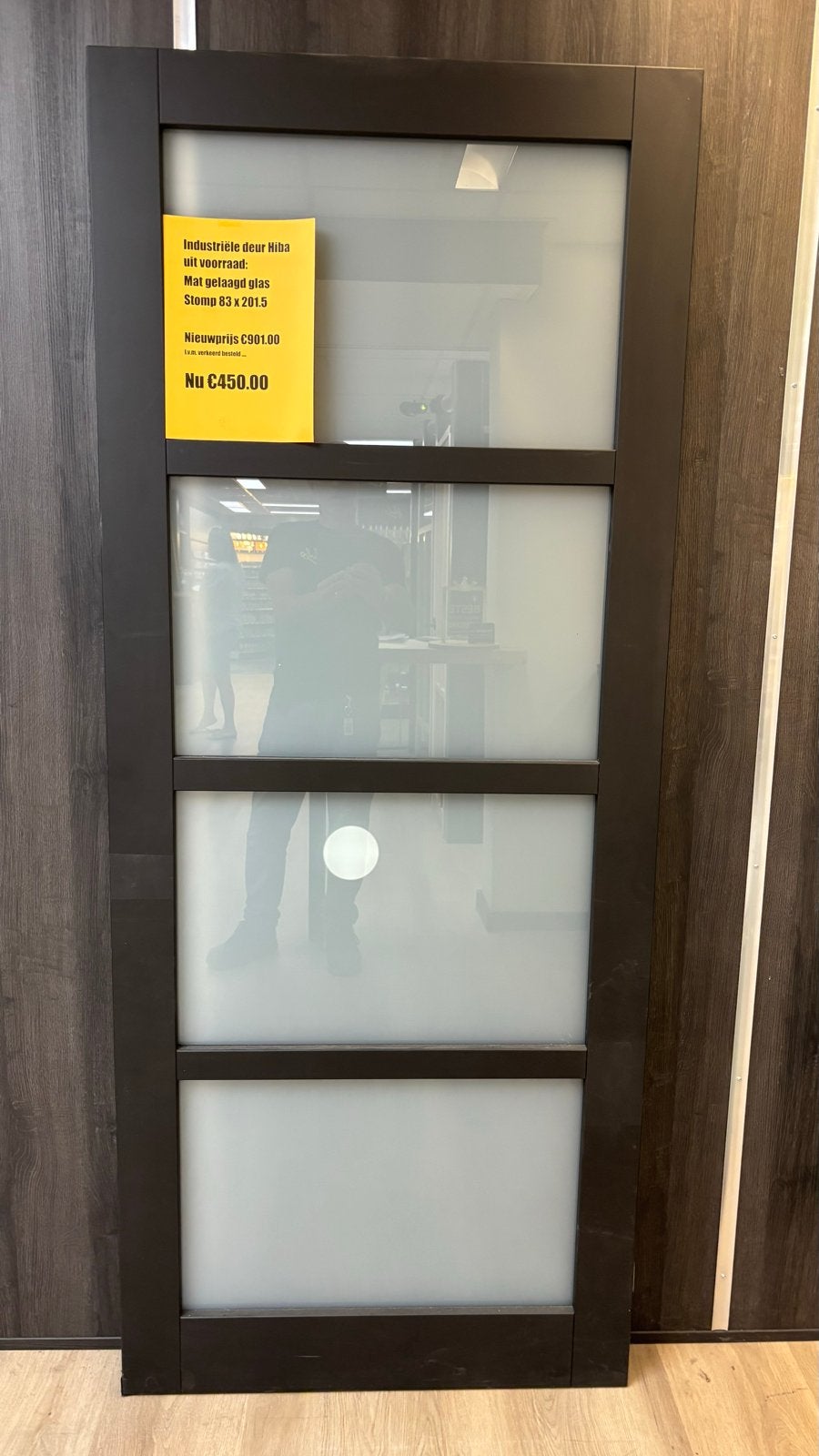 Nieuwe Industriële Deur Zwart Matglas Stomp 83x201.5, Doe-het-zelf en Verbouw, Ophalen, 80 tot 100 cm, Binnendeur, Nieuw