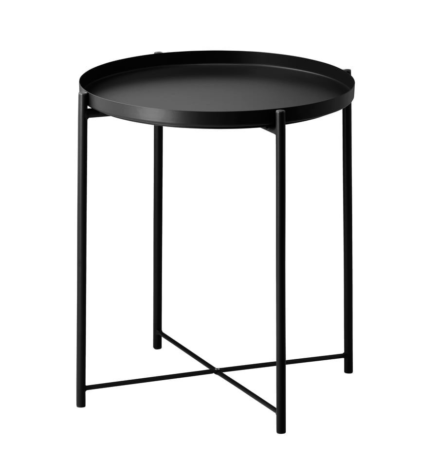 5x IKEA GLADOM Salontafel met dienblad, zwart, 45x53 cm, Ophalen, 50 – 75, Minder dan 50 cm, Rond