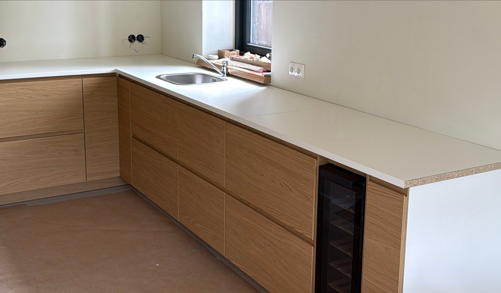 IKEA aanrechtblad incl spoelbak,kraan en sifon, Ophalen, Overige materialen, Wit, Hoekkeuken