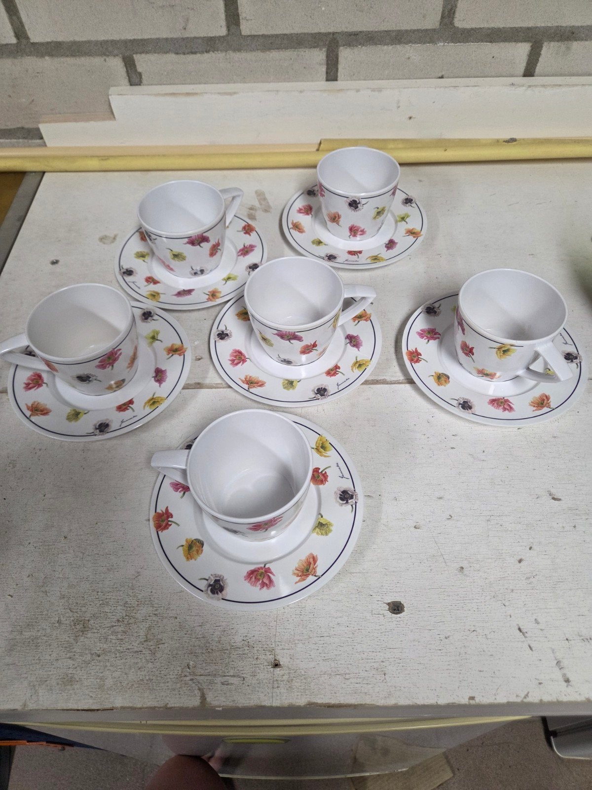 Mepal Rosti Melamine Kop en Schotel Set - Bloemenprint, Caravans en Kamperen, Kampeeraccessoires, Ophalen of Verzenden, Gebruikt
