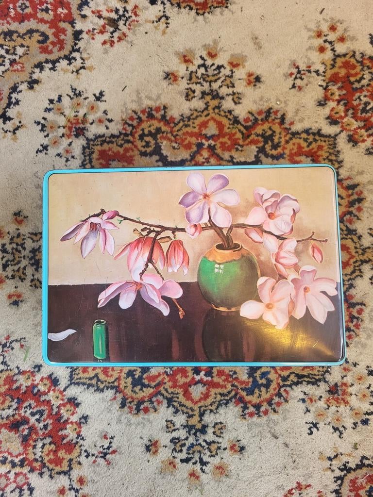 Vintage blik met Magnolia's - Decoratief en uniek, Verzamelen, Ophalen
