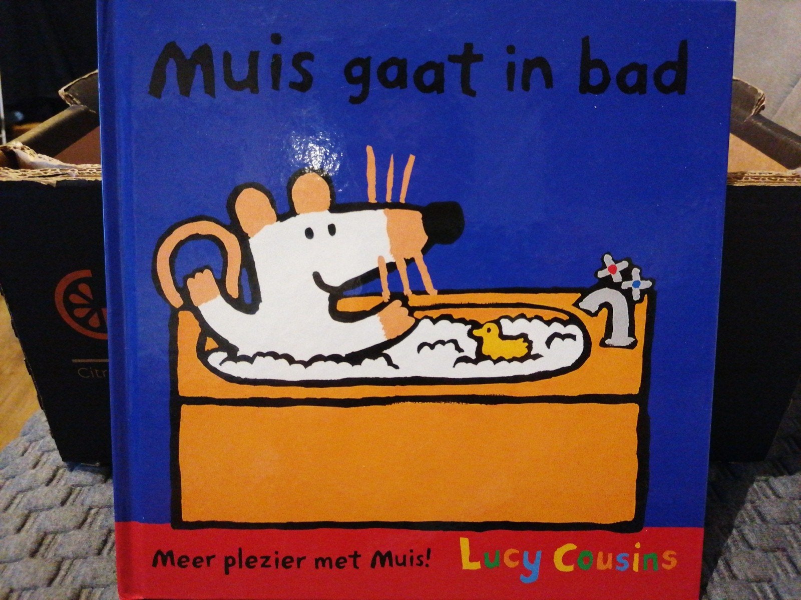 Muis gaat in bad - Lucy Cousins (25 jaar Muis), Fictie algemeen, Jongen of Meisje, Ophalen of Verzenden, Voorleesboek
