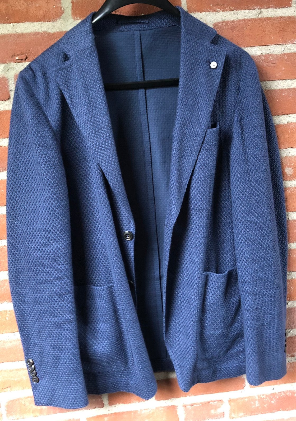 L.B.M 1911 Lubiam Blauw Heren Blazer/ Jasje Linnen Mt 48, Ophalen of Verzenden, Zo goed als nieuw, Maat 48/50 (M), Blauw